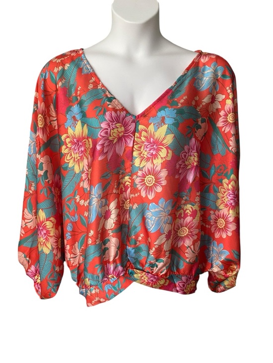 Umgee Tops - Umgee Plus Boutique Style Boho Floral Blouse Red Top Womens Size 2XL NWT